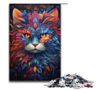 Puzzle pour Adultes coloré psychédélique âme Animal Chat 1000 pièces Puzzle en Bois Puzzles pour Adultes et Enfants de 12 Ans et Plus 1000 pièces (38 x 26 cm)