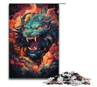 Puzzle pour Adultes coloré psychédélique âme Lion Dragon 1000 pièces Puzzle en Bois Puzzles pour Adultes et Enfants de 12 Ans et Plus 1000 pièces (38 x 26 cm)