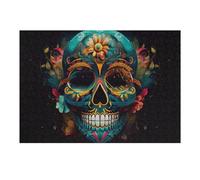 Puzzle pour Adultes Colorful Sugar Skull Artwork Puzzle Jeux De Famille Une Œuvre d'art Cadeaux Uniques pour Un Anniversaire Et Noël