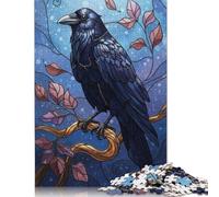 Puzzle pour Adultes Corbeau sur Une Branche Art numérique Puzzle de 500 pièces en Bois pour Adultes et à partir de 18 Ans Jeu éducatif 500 pièces (52x38cm)