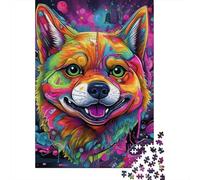 Puzzle pour Adultes Corgi psychédélique 1000 pièces Puzzles en Bois Puzzle Adultes et Jeu Stimulant 1000 pièces (75 x 50 cm)