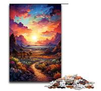 Puzzle pour Adultes Coucher de Soleil psychédélique coloré dans Le désert 1000 pièces en Bois pour Enfants de 12 Ans et Plus Jouets éducatifs 1000 pièces (75 x 50 cm)