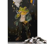 Puzzle pour Adultes « Crapaud Fumeur Cool en Veste » - Puzzle de 500 pièces en Bois pour Adultes et Plus de 18 Ans - Casse-tête - 500 pièces (52 x 38 cm)