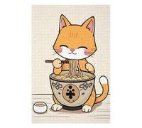 Puzzle pour Adultes Cute Cat Eating Ramen Puzzles pour Adultes, Jouets À Monter Soi-même, pour S'amuser en Famille, Une Offre Idéale comme Cadeau pour Toute La Famille 75x50cm/1000pcs