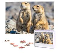 Puzzle pour adultes de 1 000 pièces à photos personnalisées - Puzzle deux chiens de prairie avec sac de rangement - Puzzle photo stimulant pour décoration d'intérieur, famille, mariage