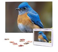 Puzzle pour adultes de 1 000 pièces personnalisées - Puzzle perché oiseau bleu avec sac de rangement - Puzzle photo stimulant pour décoration d'intérieur, famille, mariage
