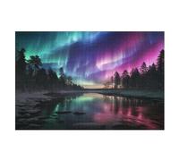 Puzzle pour Adultes De 1000 Pièces, Aurores boréales en Norvège, Puzzles en Bois, Défi Cérébral, Jeu De Jouets (75×50cm)