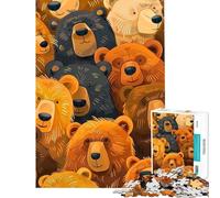 Puzzle pour Adultes de 1000 pièces avec de Jolis Visages d'ours idéal pour stimuler Le Cerveau et développer la précision des découpes Jeu Familial pour Les 14 Ans et Plus (38x26cm)