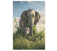 Puzzle pour Adultes De 1000 Pièces, Éléphants, Puzzles en Bois, Défi Cérébral, Jeu De Jouets （78×53cm）