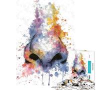 Puzzle pour Adultes de 1000 pièces Illustration Aquarelle de l'anatomie du Nez Jeu éducatif et Stimulant idéal pour se détendre et améliorer sa mémoire Cadeau d'anniversaire (38x52cm)
