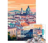 Puzzle pour Adultes de 1000 pièces Illustration de la Ville de Vienne défi Difficile à compléter Jeu de réflexion Stimulant pour Les 14 Ans et Plus (38x52cm)