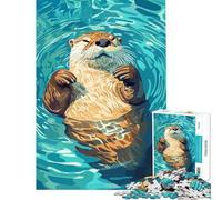 Puzzle pour Adultes de 1000 pièces Illustration d'une Loutre relaxante dans l'eau Idéal pour Un Anniversaire ou Noël Jeu Anti-Stress Amusant à partir de 14 Ans : 38x52cm