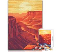 Puzzle pour Adultes de 1000 pièces - Illustration Minimaliste du Coucher de Soleil sur Le Grand Canyon - Jeu rétro et intellectuel - Une œuvre d'art - Jouet éducatif - Dimensions 38x26cm
