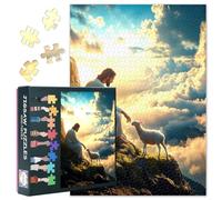 Puzzle pour adultes de 1000 pièces - Jésus et l'agneau perdu Art biblique, scène religieuse sereine avec planche de puzzle de qualité supérieure, puzzles chrétiens stimulants de 1000 pièces - 69,5 x