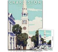 Puzzle pour Adultes de 1000 pièces, Jouet de Voyage Charleston, Caroline du Sud, Jeu intellectuel, œuvre d'art, Jouet éducatif, Dimensions 38x26cm