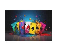 Puzzle pour Adultes De 1000 Pièces, modèle de Poker, Puzzle en Bois, Défi Cérébral, Jeu De Jouets （75×50cm）