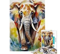 Puzzle pour Adultes de 1000 pièces Motif éléphant à l'aquarelle idéal pour Les Adolescents Jeu Relaxant Amusant et Original Cadeau d'anniversaire Unique (38x26cm)