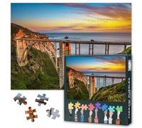 Puzzle pour adultes de 1000 pièces - Pont Bixby et autoroute de la côte du Pacifique au coucher du soleil, puzzles d'art de paysage côtier emblématique, planche de puzzle de qualité supérieure pour