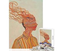 Puzzle pour Adultes de 1000 pièces Portrait Abstrait à Rayures décoration Murale Jeu éducatif Difficile et Stimulant Dimensions 38x52cm