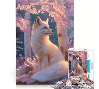 Puzzle pour Adultes de 1000 pièces Renard dans Une forêt de cerisiers en Fleurs Jeu de Construction à Faire soi-même pour s'amuser en Famille avec des pièces de Formes aléatoires Parfaitement