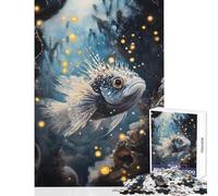 Puzzle pour Adultes de 1000 pièces représentant des Poissons stylisés dans Un décor sous-Marin Jeu Anti-Stress Objet d'art et Cadeau Amusant Pièces de Formes aléatoires Parfaitement emboîtables