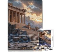Puzzle pour Adultes de 1000 pièces représentant Les ruines d'un Temple Antique au Coucher du Soleil Jeu éducatif, Amusant et Anti-Stress Dimensions : 38x26cm