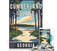 Puzzle pour Adultes de 1000 pièces représentant l'île de Cumberland en Géorgie, Une décoration Murale Amusante et Originale, Un Cadeau Unique pour Un Anniversaire ou Noël 50x75cm