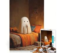 Puzzle pour Adultes de 1000 pièces représentant Un Adorable fantôme en prière dans Une Chambre Cosy, Jeu de Construction, activité Anti-Stress intéressante, avec Poster et fiche d'informations