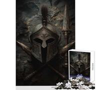 Puzzle pour Adultes de 1000 pièces représentant Un Casque Spartiate Antique et des lances croisées Décoration Jouet et Jeu Familial pour renforcer Les Liens au Sein du Couple 38x26cm