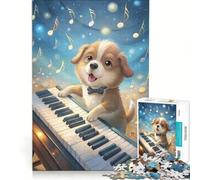 Puzzle pour Adultes de 1000 pièces représentant Un Chiot Jouant du Piano avec des Notes de Musique Jouet à Monter soi-même pour s'amuser en Famille avec des pièces de Formes aléatoires Parfaitement