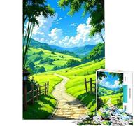 Puzzle pour Adultes de 1000 pièces représentant Un Paysage de collines verdoyantes et de chemins de Pierre Jeu Anti-Stress idéal pour améliorer la mémoire Parfait pour Un Anniversaire ou Noël