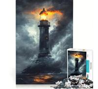 Puzzle pour Adultes de 1000 pièces représentant Un Phare sur Une île Une décoration Murale Amusante et Originale Un Cadeau Unique pour Un Anniversaire ou Noël 38x26cm