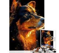 Puzzle pour Adultes de 1000 pièces représentant Un Portrait de Berger Australien doré Décoration Murale Cadeau d'anniversaire ou Jeu Familial Convient également pour décorer Un Bureau 38x26cm