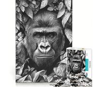 Puzzle pour Adultes de 1000 pièces représentant Un Portrait de Gorille dans la Jungle, Jeu Manuel, découpe de précision, Cadeau d'anniversaire et Cadeau Unique 38x26cm