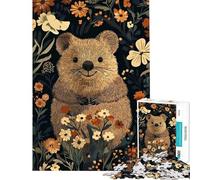 Puzzle pour Adultes de 1000 pièces représentant Un Quokka dans Un Jardin Fleuri Illustration Décoration Murale Cadeau Anti-Stress (Dimensions 38x26cm)