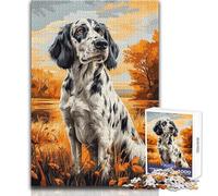 Puzzle pour Adultes de 1000 pièces représentant Un Setter Anglais dans Un Paysage d'automne Jeu éducatif Amusant et Humoristique, Cadeau d'anniversaire (Taille 38x52cm)