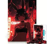 Puzzle pour Adultes de 1000 pièces représentant Une Fille d'anime avec des Oreilles de Lapin en Ville Découpe de Haute précision,Facile à Apprendre et idéal pour Toute la Famille (38x26cm)