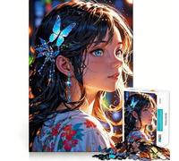 Puzzle pour Adultes de 1000 pièces représentant Une Fille d'anime avec Une Barrette Papillon Découpe de Haute précision,Facile à Apprendre et idéal pour Toute la Famille (50x75cm)