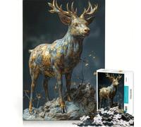 Puzzle pour Adultes de 1000 pièces représentant Une majestueuse Statue de cerf Jeu de Construction à Faire soi-même pour s'amuser en Famille avec des pièces de Formes aléatoires