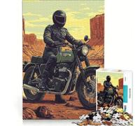 Puzzle pour Adultes de 1000 pièces représentant Une Moto dans Un Paysage désertique Jeu de Construction à Faire soi-même pour s'amuser en Famille avec des pièces de Formes aléatoires