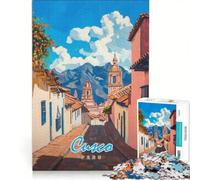 Puzzle pour Adultes de 1000 pièces représentant Une Peinture de Cusco, au Pérou, Jeu de Construction, activité Anti-Stress intéressante, avec Poster et fiche d'informations Assortis 50x75cm