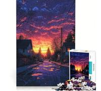 Puzzle pour Adultes de 1000 pièces représentant Une scène de Rue au Coucher du Soleil Jeu éducatif Difficile et Stimulant renforçant l'amour Entre Les Couples 38x26cm