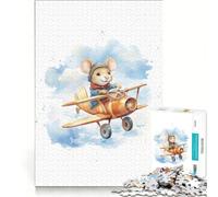 Puzzle pour Adultes de 1000 pièces représentant Une Souris Volant dans Un Avion Jeu de Construction à Faire soi-même pour s'amuser en Famille avec des pièces de Formes aléatoires Parfaitement