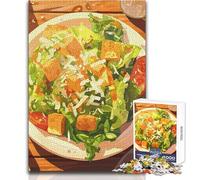 Puzzle pour Adultes de 1000 pièces - Salade César fraîche sur Table en Bois - Jeu intellectuel - Œuvre d'art - Jouet éducatif - Dimensions 38x26cm