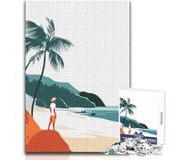 Puzzle pour Adultes de 1000 pièces, scène de Plage Tropicale Minimaliste, Jeu Relaxant, Passe-Temps idéal pour Un W nd à la Maison, Cadeau de Noël Secret, Format 50x75cm
