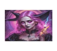 Puzzle pour Adultes De 1000 Pièces, Sorcière d'halloween, Puzzles en Bois, Défi Cérébral, Jeu De Jouets （75×50cm）