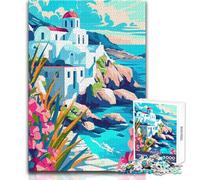 Puzzle pour Adultes de 1000 pièces sur Le thème de la Grèce Voyage, Art et Divertissement Idéal pour Une soirée Jeux en Famille ou comme Cadeau d'anniversaire Original et Amusant Dimensions 38x52cm