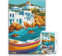 Puzzle pour Adultes de 1000 pièces sur Le thème de la mer en Grèce Jeu de Puzzle Unique et Stimulant, idéal comme Cadeau d'anniversaire Dimensions 38x52cm