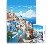 Puzzle pour Adultes de 1000 pièces sur Le thème du Voyage en Grèce Jeu de Puzzle Unique et Stimulant, idéal comme Cadeau d'anniversaire Dimensions 50x75cm