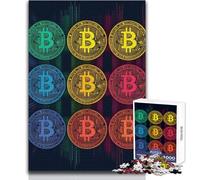 Puzzle pour Adultes de 1000 pièces, Symboles Abstraits du Bitcoin, Jeu Relaxant et Stimulant, pour Un Anniversaire Dimensions : 38x26cm